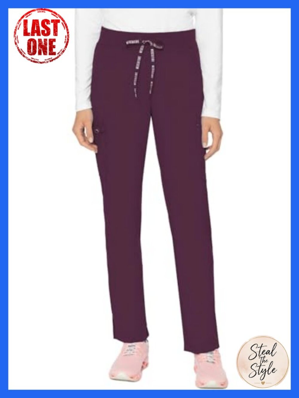 Med Couture Scrub Pants Womens Yoga Waist 6 Pockets Straight Leg